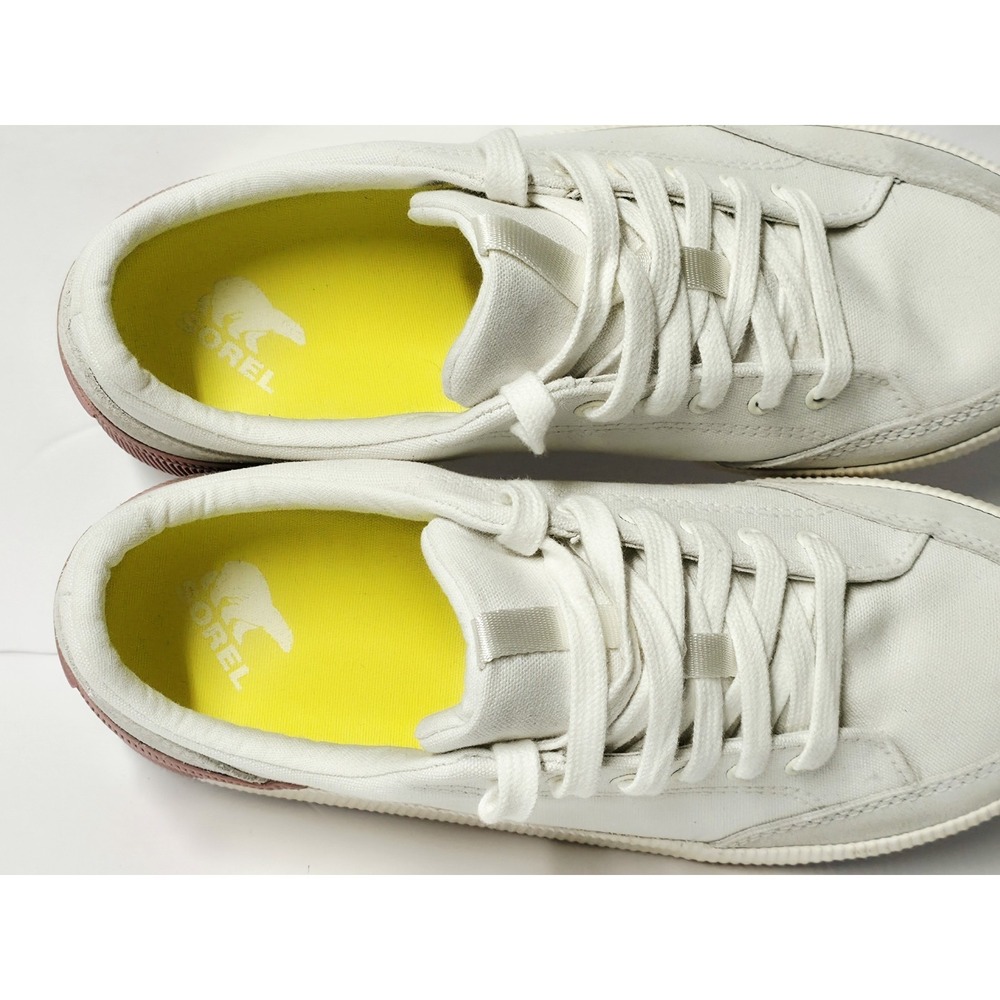 Sorel Women's Shoes 7.5 Lace Up Out N About Athletic White Pink Yellow - Picture 8 of 10